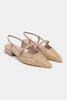 X-HARMONY WICKER BEIGE BELT DETAIL POINTED TOE LOW-HEEL WOMEN'S BALLERINA