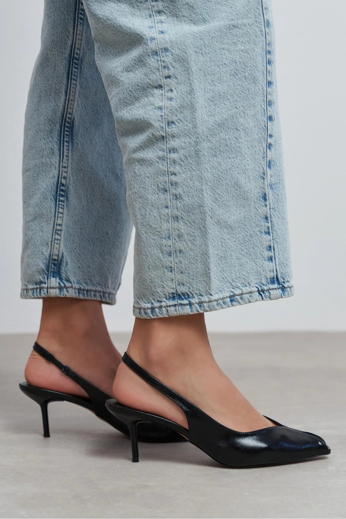 ADEN Black Rustic Pattern Open Toe Pointed Women’s Heels