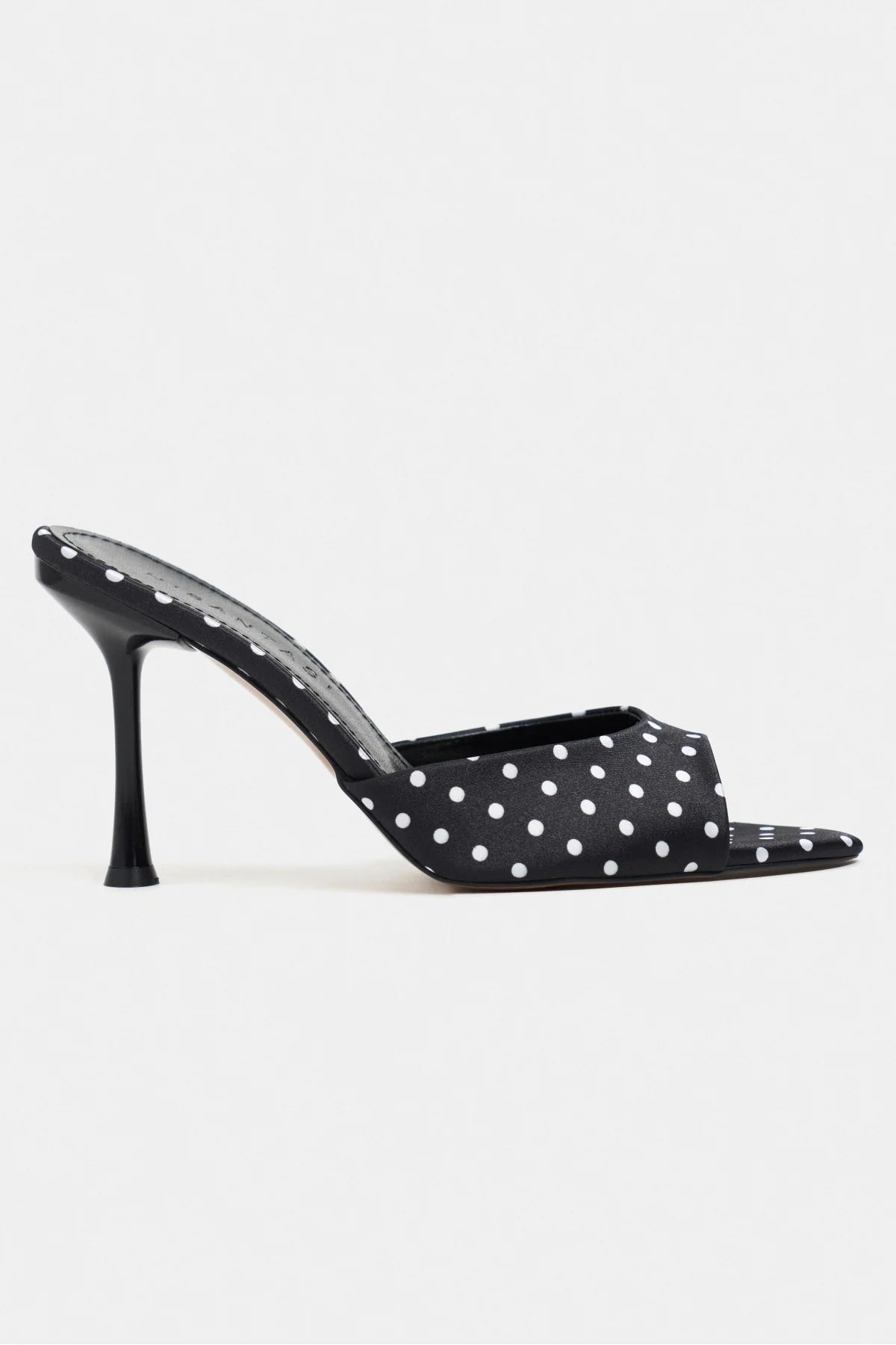 RENATA Black Polka Dot Open Pointed-Toe Women's Heeled Slippers