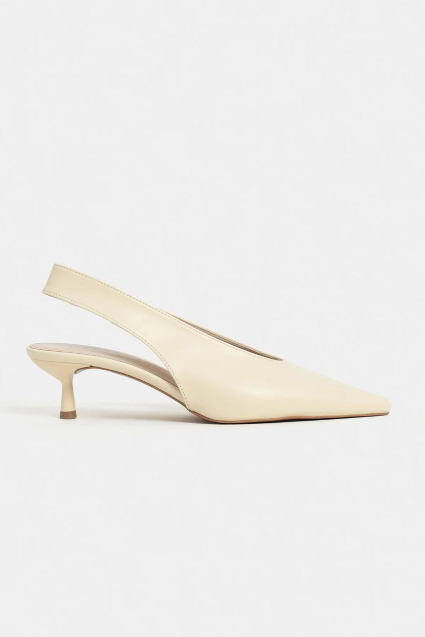 LUNIX Butter Yellow Matte Pointed Toe Slingback Women’s Thin Heel Shoes