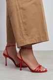 AVA RED SATIN CROSS-STRAP ANKLE TIE WOMEN’S HIGH HEELS