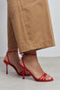 AVA RED SATIN CROSS-STRAP ANKLE TIE WOMEN’S HIGH HEELS