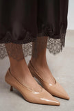 TINKY Nude Rustic Pointed Toe Women’s Low Heel Shoes