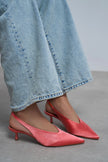 WILSON Salmon Satin Neoprene Slingback Women’s Heels