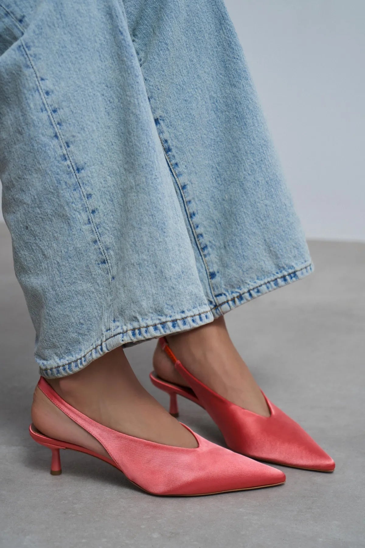 WILSON Salmon Satin Neoprene Slingback Women’s Heels