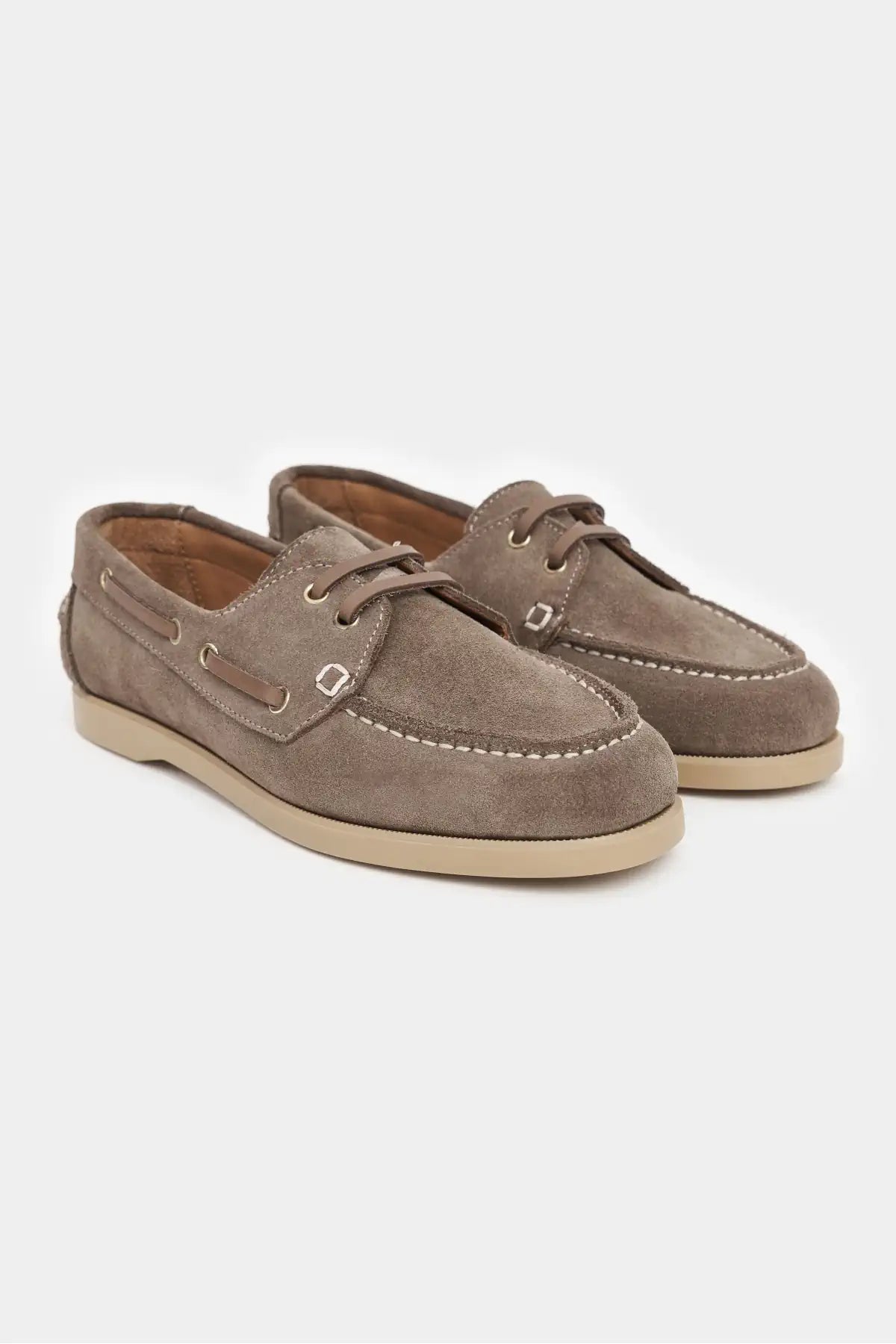 JAVED DARK BEIGE FLAT SOLE LACE-UP DETAIL WOMEN'S BALLERINA SHOES