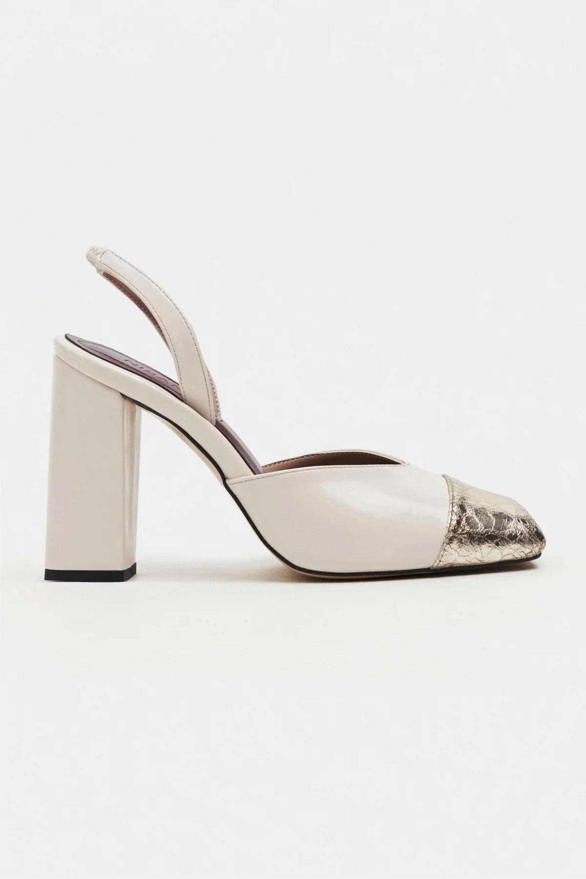 SOLEA PEARL & GOLD TOE DETAIL BLOCK HEEL WOMEN’S SHOES