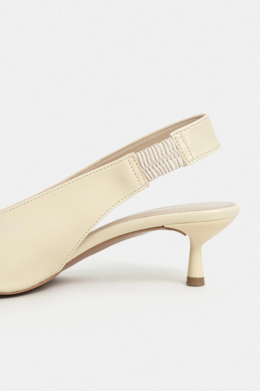 LUNIX Butter Yellow Matte Pointed Toe Slingback Women’s Thin Heel Shoes