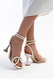 Ariel Pearl Detail Ankle-Tie Women's Heeled Sandals