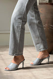 Morris Gray Transparent Band Detail Women's Heeled Slippers