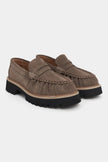 ALEVTİNA DARK BEIGE SUEDE GENUINE LEATHER THICK-SOLED WOMEN'S LOAFER SHOES