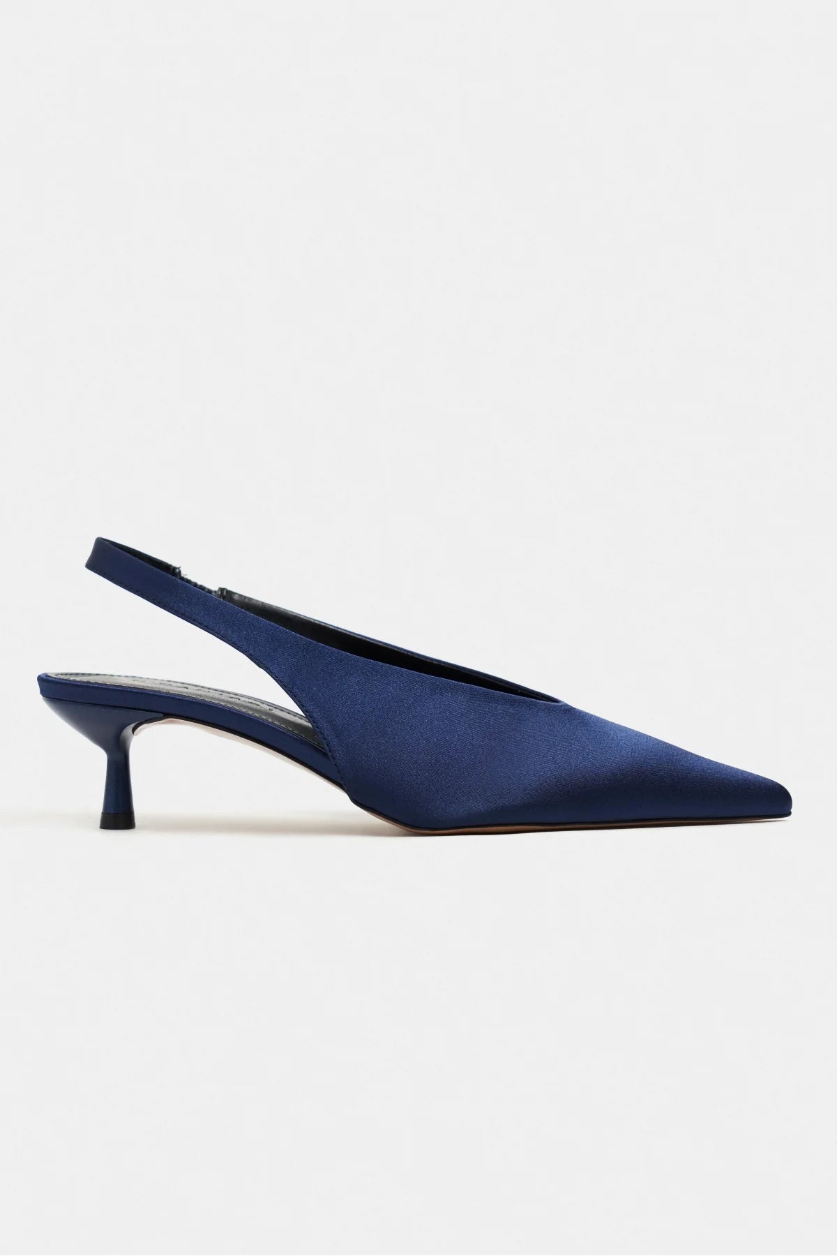 WILSON Navy Satin Neoprene Slingback Women’s Heels