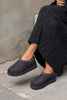 SWEET BLACK SUEDE FLAT-SOLED HOME SLIPPERS WITH FUR INSIDE
