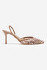 Sara Nude Pointed Toe Women's High Heel Shoes with Net Bead Detail