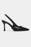 ELARA Black Matte Slingback V-Vamp Pointed-Toe Women’s High-Heel Shoes