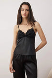 Black Plain Satin Weave Pajama Set