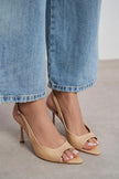 MAIA Nude Matte Pointed Toe Open Front Women’s Thin Heel Shoes