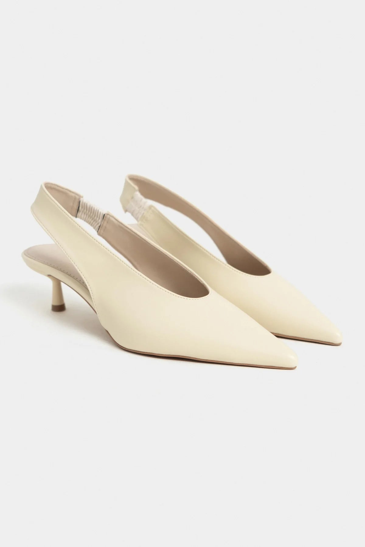 LUNIX Butter Yellow Matte Pointed Toe Slingback Women’s Thin Heel Shoes