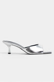 PROMISE Silver Patterned Pointed-Toe Women’s Slim Heel Slipper