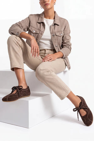 Palivoy Brown Suede Lace-Up Casual Women's Sneakers