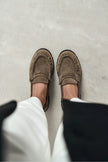 ALEVTİNA DARK BEIGE SUEDE GENUINE LEATHER THICK-SOLED WOMEN'S LOAFER SHOES