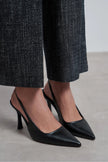 ELARA Black Matte Slingback V-Vamp Pointed-Toe Women’s High-Heel Shoes