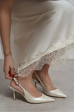 MENDY Pearl Matte Buckle Detail Pointed-Toe Women’s High-Heel Shoes