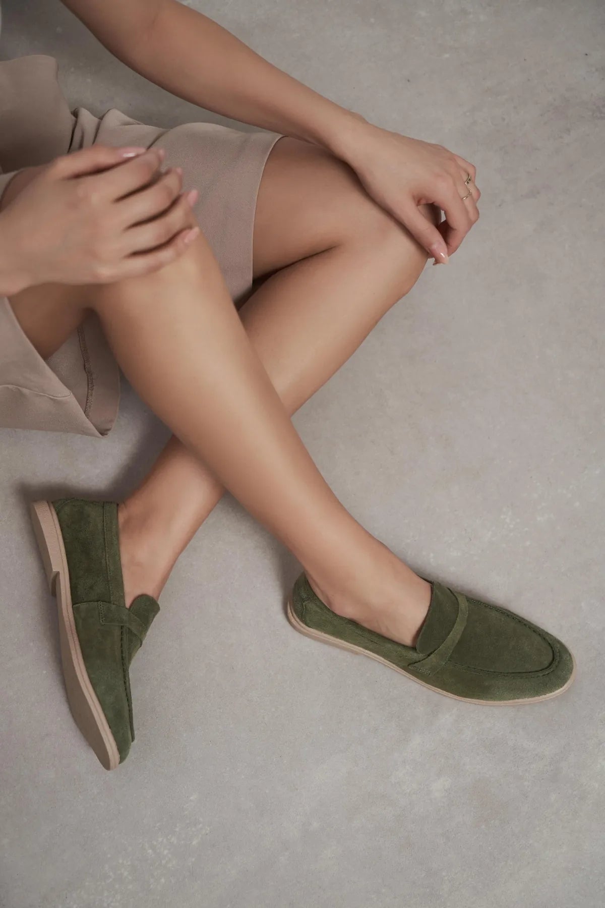 BERY Khaki Suede Genuine Leather Women’s Loafer