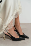 VIORA Black Rustic Buckle Detail Women’s Gold Heel Shoes