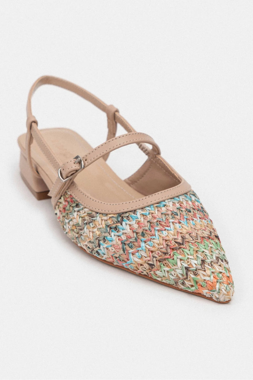 X-HARMONY WET COLORED BELT DETAIL POINTED TOE LOW-HEEL WOMEN'S BALLERINA