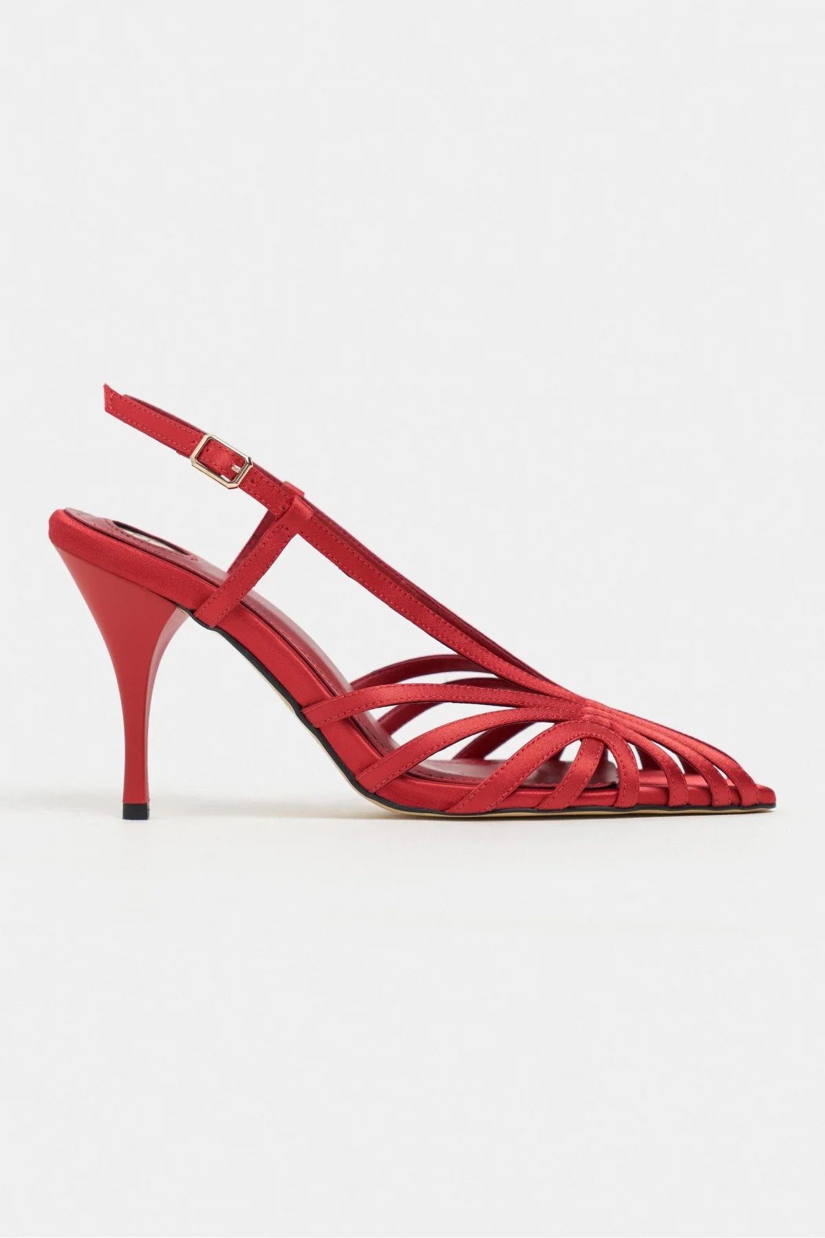 ERYU Red Satin Open Toe Cage Detail Women’s Heeled Mules | FOOTWEAR | Heels | Lebbse ERYU Red Satin Open Toe Cage Detail Women’s Heeled Mules | FOOTWEAR | Heels | Lebbse