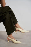 LUNIX Butter Yellow Matte Pointed Toe Slingback Women’s Thin Heel Shoes