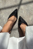 Sara Black Net Bead Detailed Pointed Toe Women's High Heel Shoes