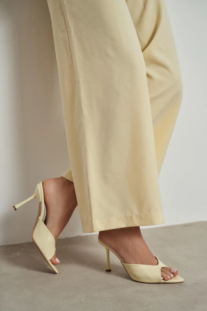 RODI Butter Yellow Matte Pointed Toe Women’s Thin Heel Mule Sandals