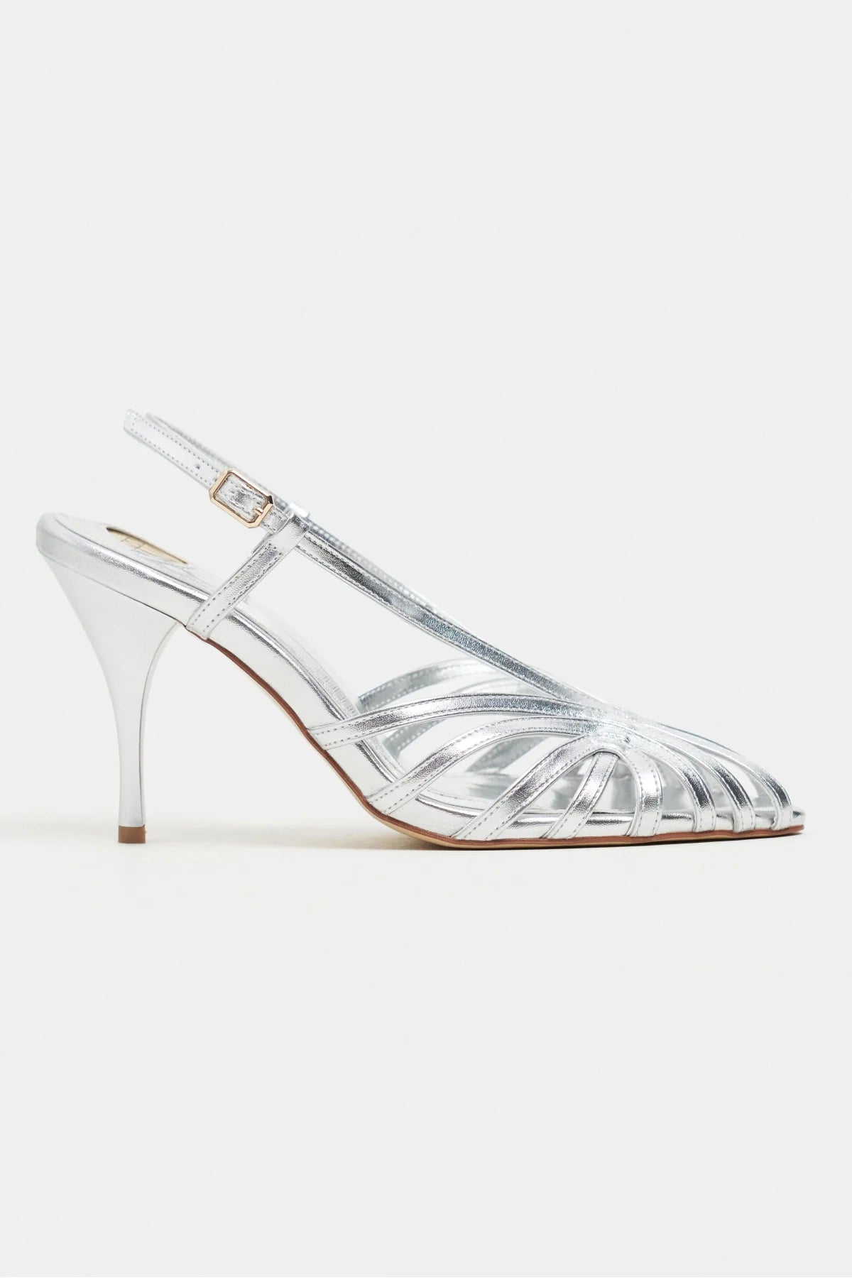 ERYU Silver Metallic Open-Toe Cage Detail Women’s High-Heel Shoes | FOOTWEAR | Heels | Lebbse ERYU Silver Metallic Open-Toe Cage Detail Women’s High-Heel Shoes | FOOTWEAR | Heels | Lebbse