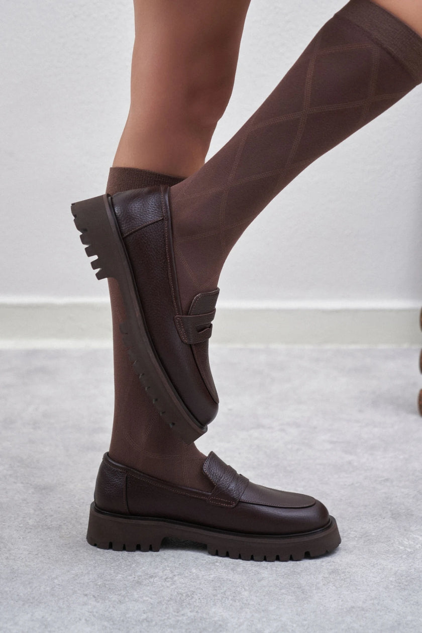 QUEENA BROWN THICK SOLE DETAIL WOMEN'S SHOES