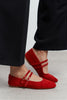 JAMES Red Suede Leather Flat Women's Ballet Flats