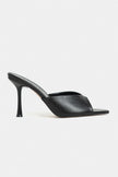 RODI Black Matte Pointed Toe Women’s Thin Heel Mule Sandals