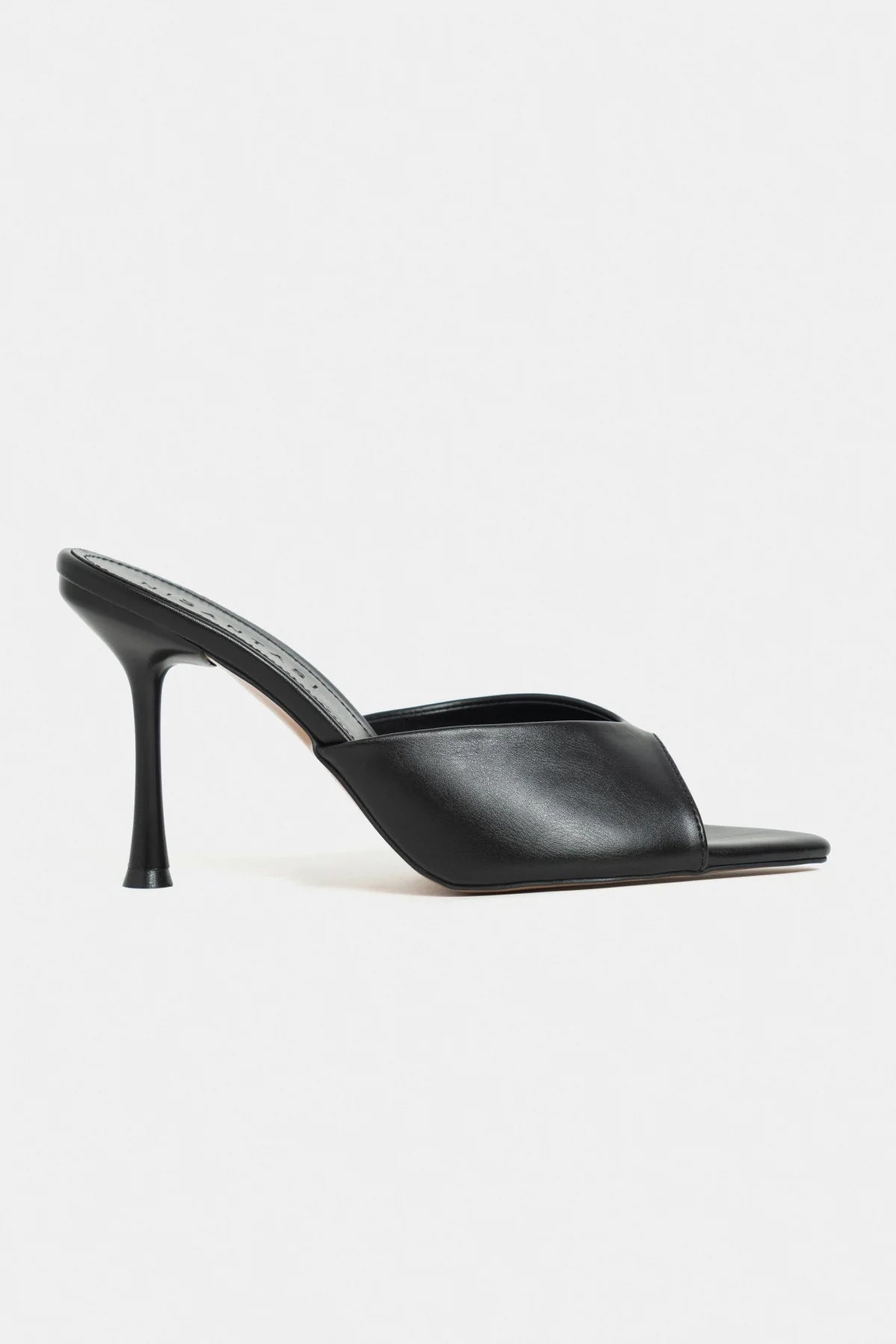 RODI Black Matte Pointed Toe Women’s Thin Heel Mule Sandals