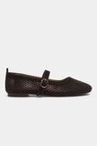 TITI Bitter Brown Suede Leather Studded Buckle Detail Flat Women's Ballet Flats