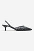 Sindrella  Black Mesh Stone Detailed Pointed Toe Women's High Heel Shoes