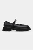 DAMIAN BLACK  BUCKLE DETAIL THICK-SOLED WOMEN'S LOAFER SHOES