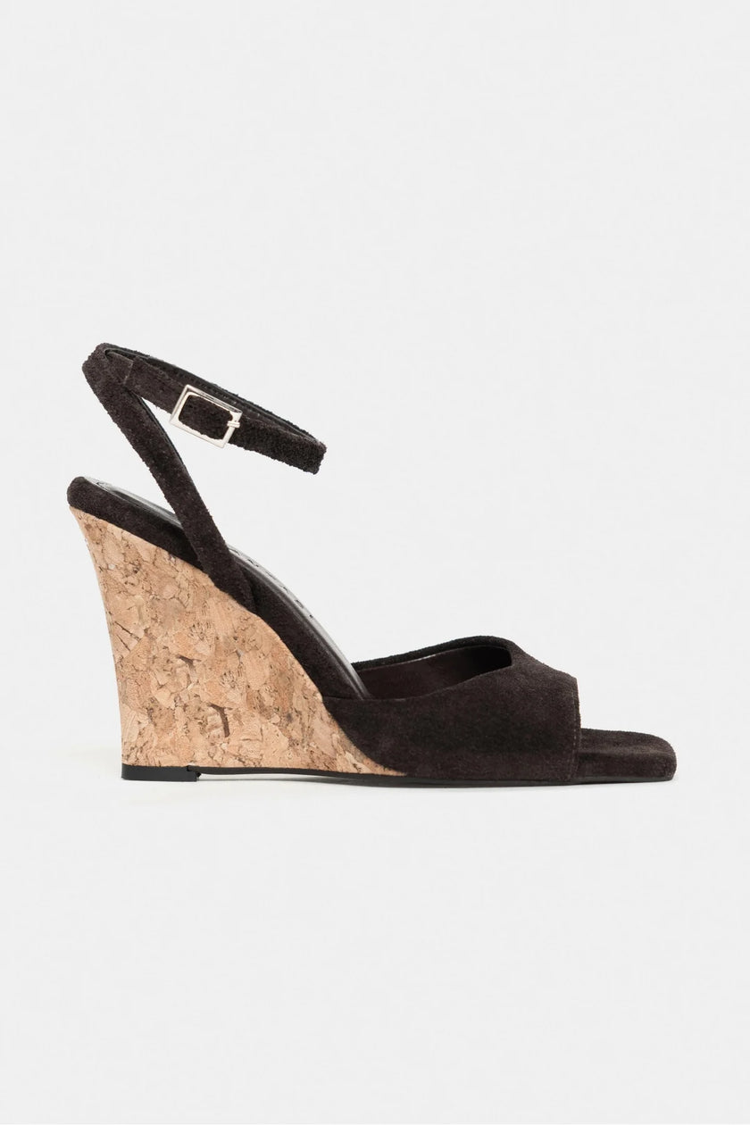 LUBY Coffee Suede Genuine Leather Ankle Tie Women’s Stiletto Heels