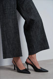 ELARA Black Matte Slingback V-Vamp Pointed-Toe Women’s High-Heel Shoes