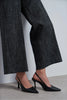 ELARA Black Matte Slingback V-Vamp Pointed-Toe Women’s High-Heel Shoes