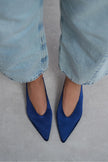 WILSON Navy Satin Neoprene Slingback Women’s Heels