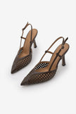 BALESI Brown Handwoven Pointed Toe Stiletto Heels