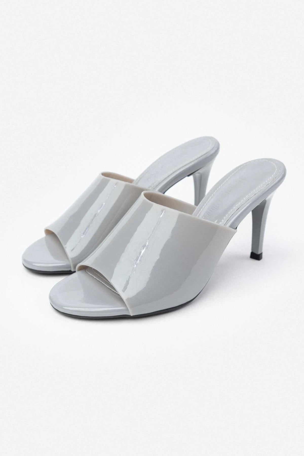Morris Gray Transparent Band Detail Women's Heeled Slippers