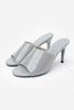 Morris Gray Transparent Band Detail Women's Heeled Slippers