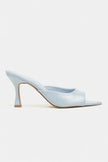 FENRIR Baby Blue Rustic Patterned Pointed-Toe Women's Heeled Slippers